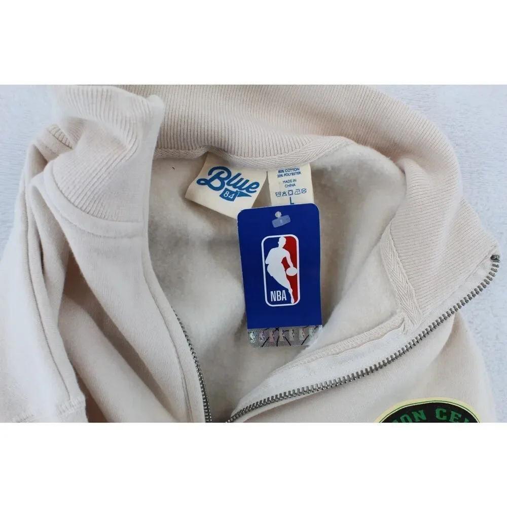 Boston Celtics Sweater Mens Large Heather NBA Basketball Pullover Quarter Zip